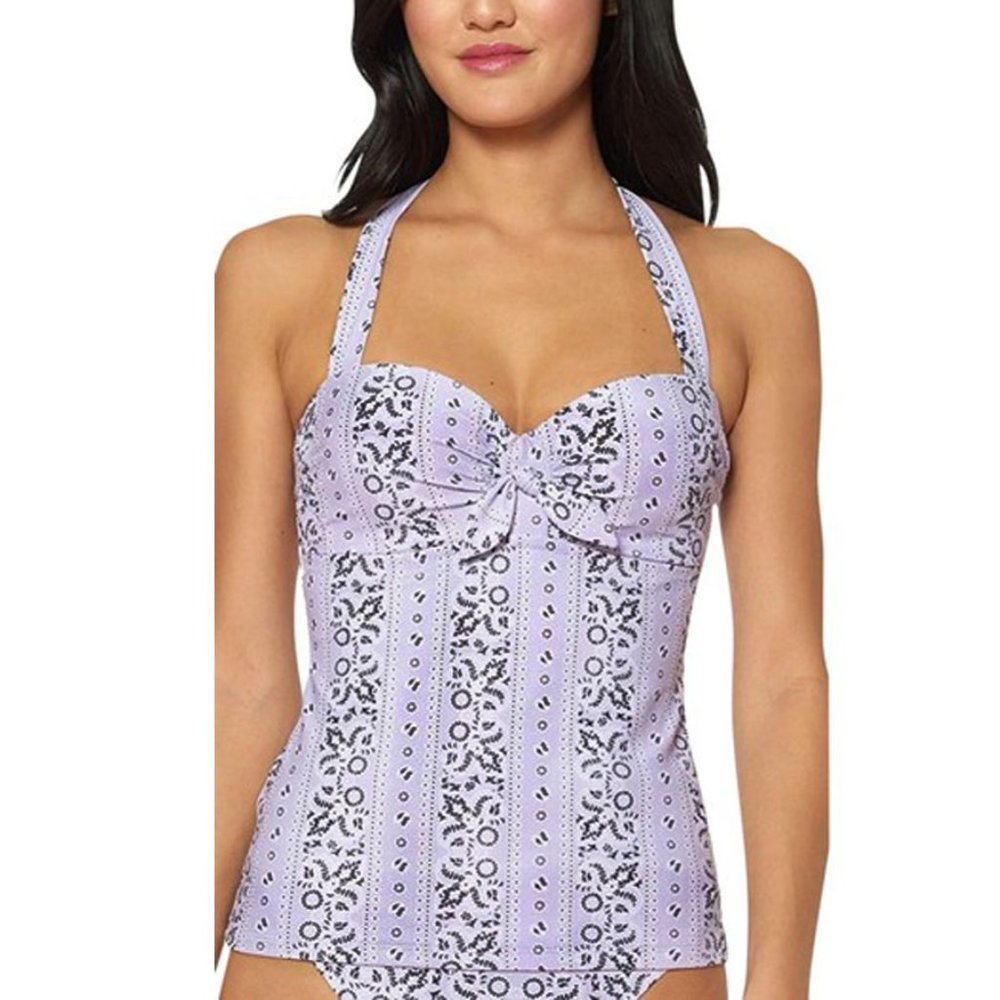 Jessica Simpson Lavender Purple Bandana Halter Top Tankini Small - Picture 2 of 10